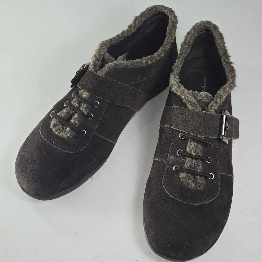 Easy Spirit Esidris Brown Suede Faux Fur Lined Ankle Boots Women Size 9.5M